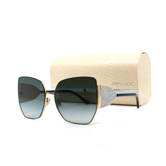 NEW JIMMY CHOO RIVER/S 2M2 GOLD GREY AUTHENTIC SUNGLASSES - Picture 12 of 14